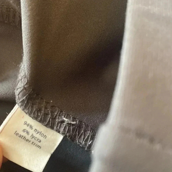 ELAINE Kim sz P grey leggings w/ slight flare at ankle leather trim great cond - Picture 4 of 6